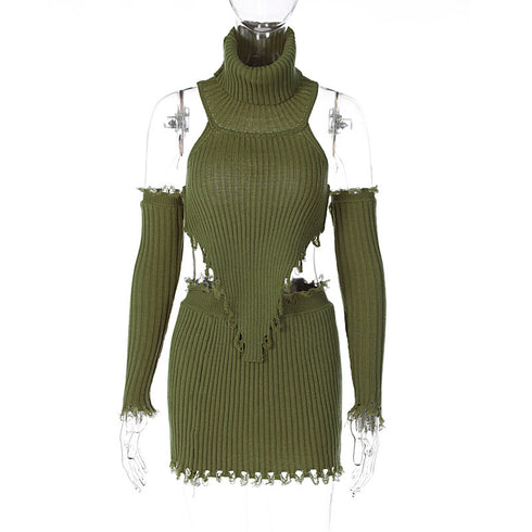 New Women's High Collar Long Sleeved Short Skirt Three Piece Suit For Women - ROUTINE FASHION